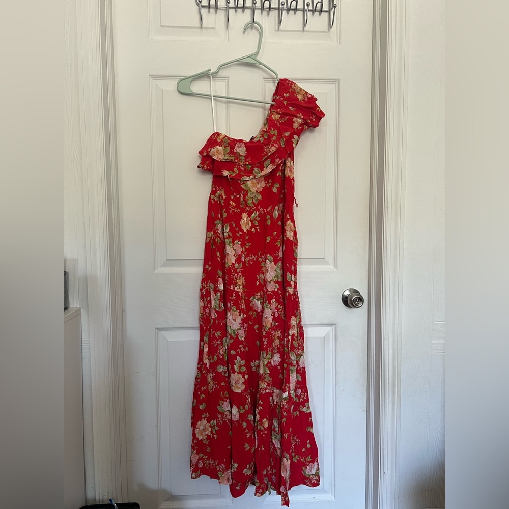 Yumi Kim: Red Floral One-Shoulder Dress